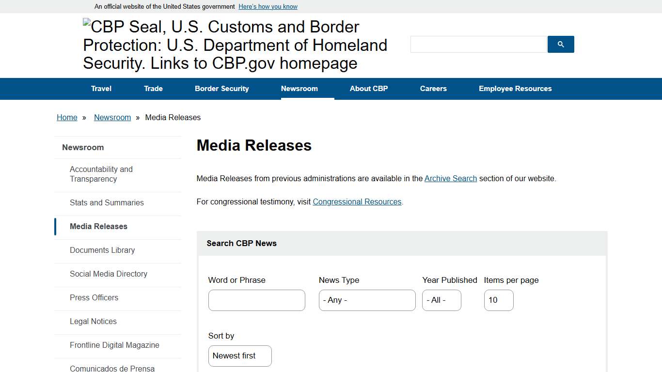 Media Releases U.S. Customs and Border Protection